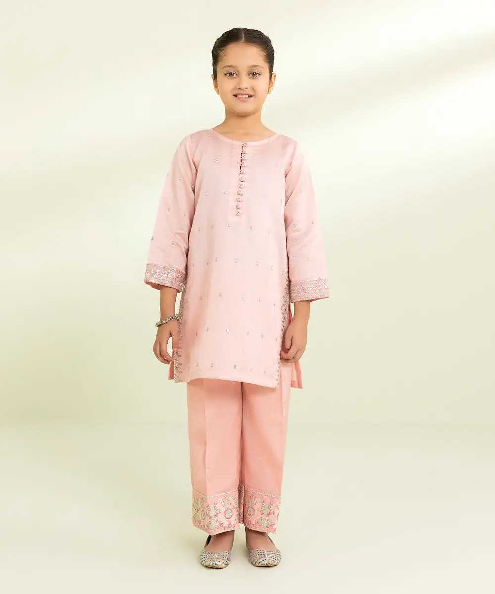 2 Piece - Embroidered Cotton Net Suit