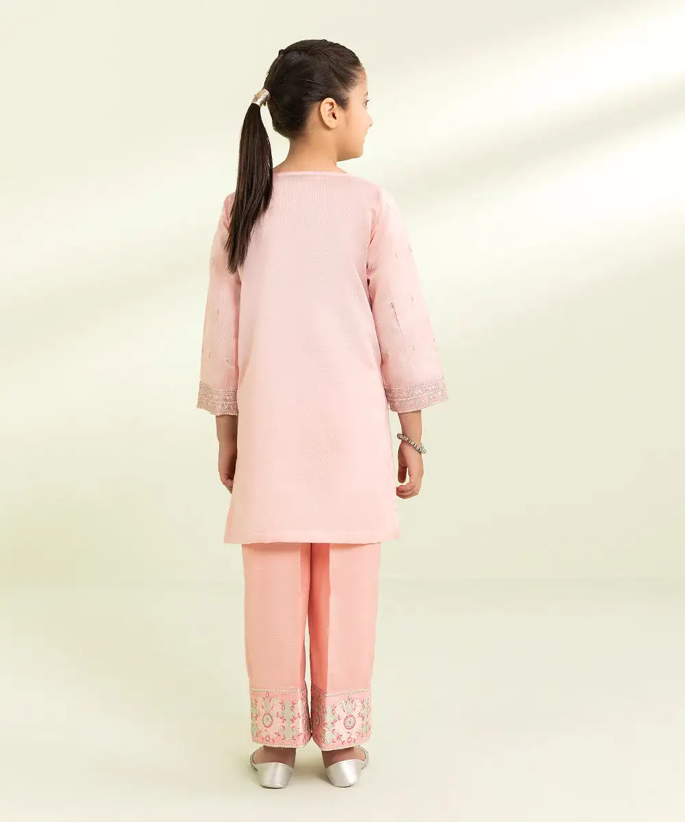 2 Piece - Embroidered Cotton Net Suit