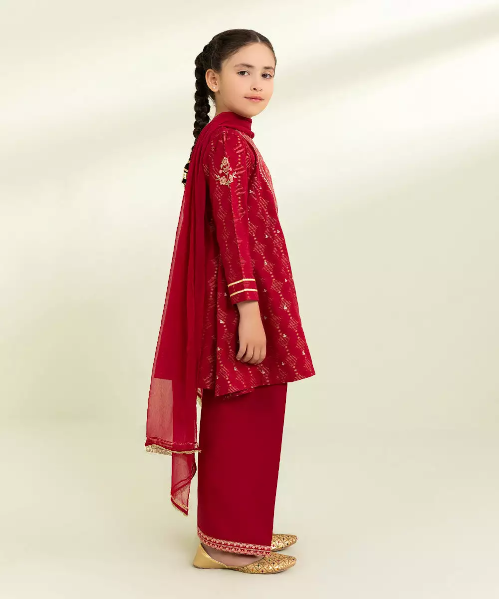 3 Piece - Embroidered Jacquard Suit