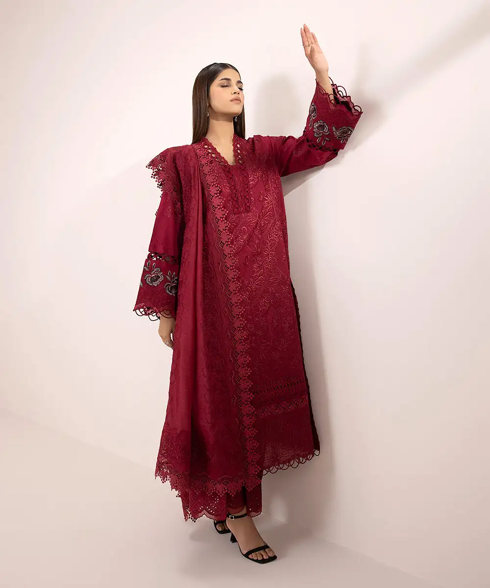 3 Piece - Embroidered Jacquard Suit