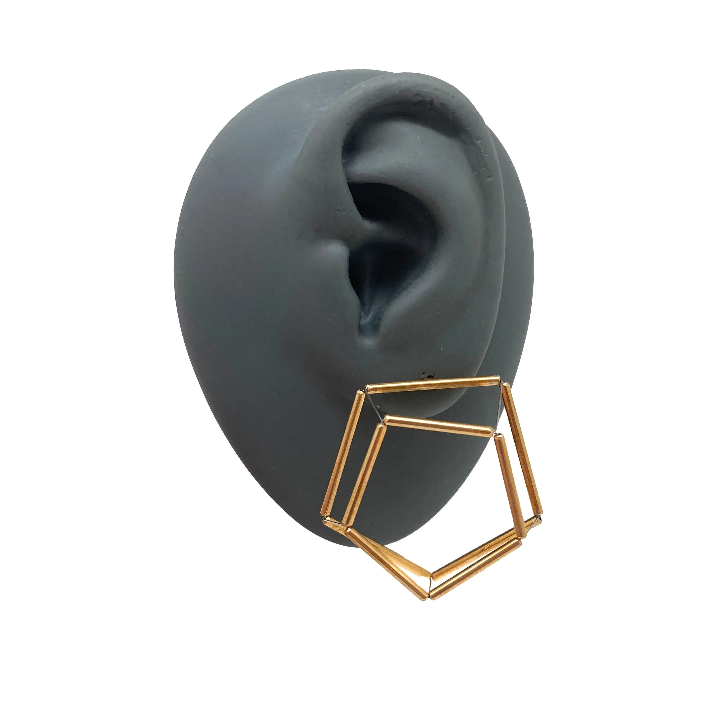 3D Pentagon Earrings - Gold