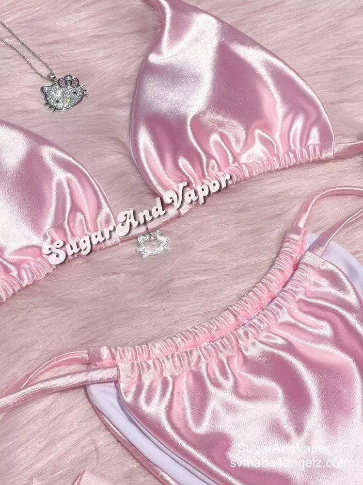 Adelia Pink Silky Bling Kitten Bikini Set