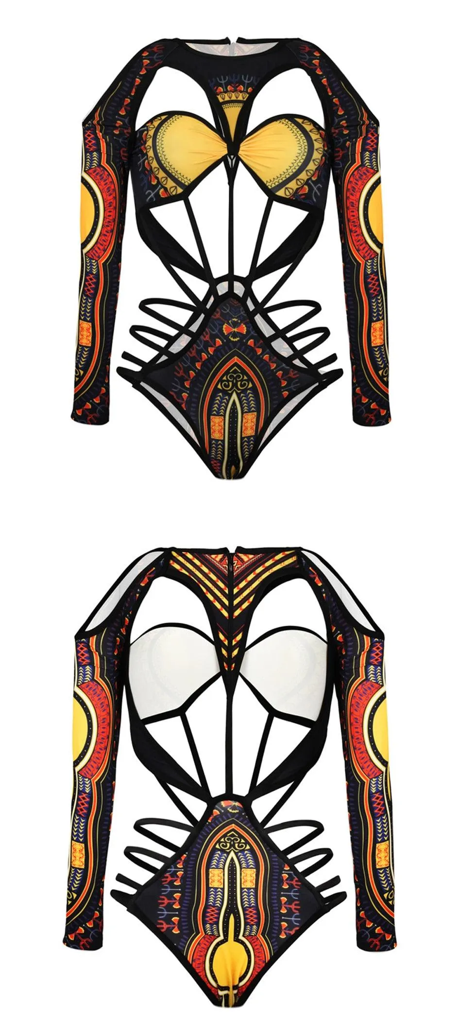 African Print Swimsuits Monokini Swimwear