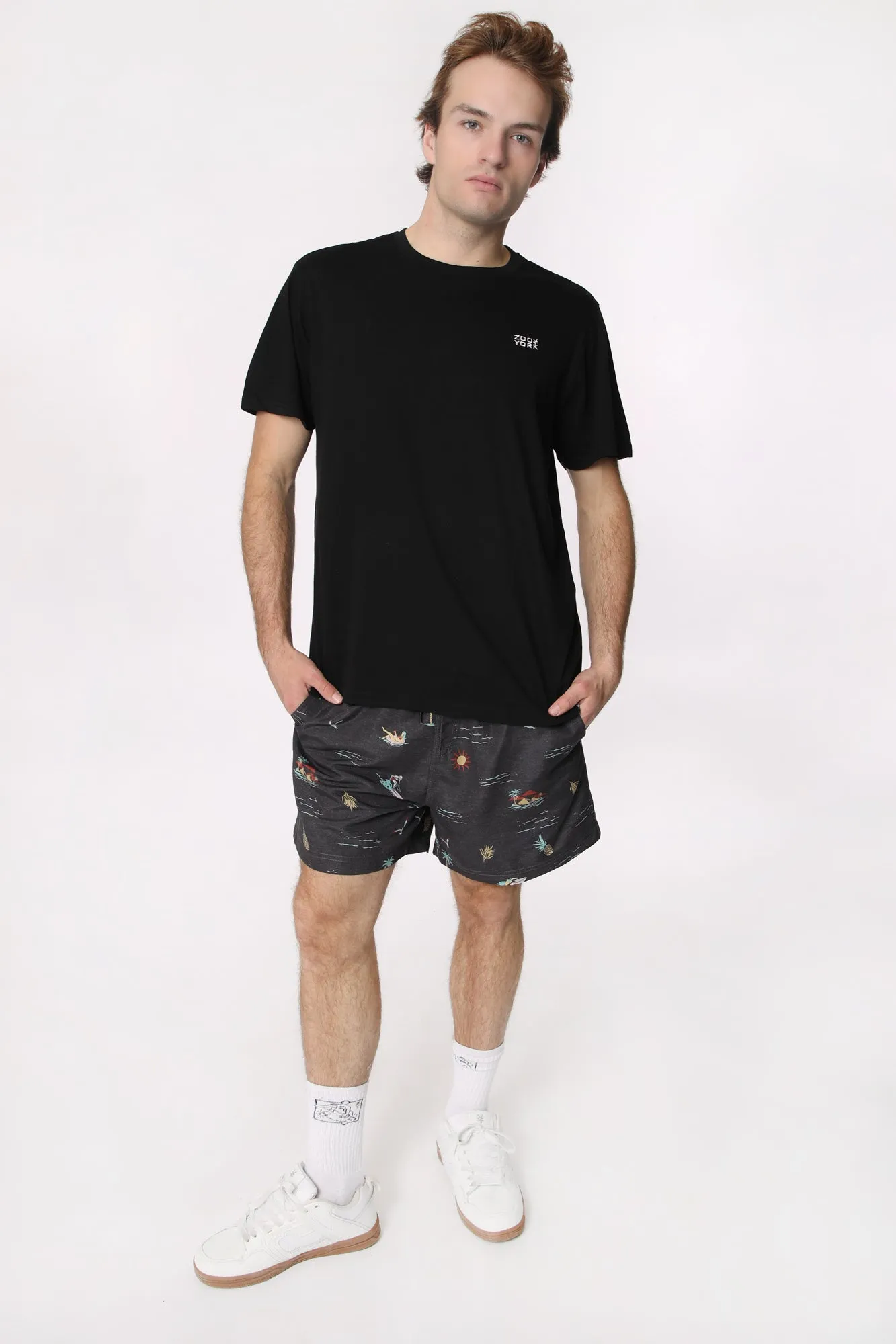 Amnesia Mens Printed Beach Shorts