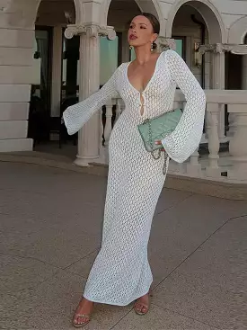 Ashore Shop Womens Knitted Maxi Dresses Sexy Beach Robe Cover ups