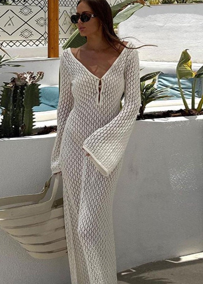 Ashore Shop Womens Knitted Maxi Dresses Sexy Beach Robe Cover ups