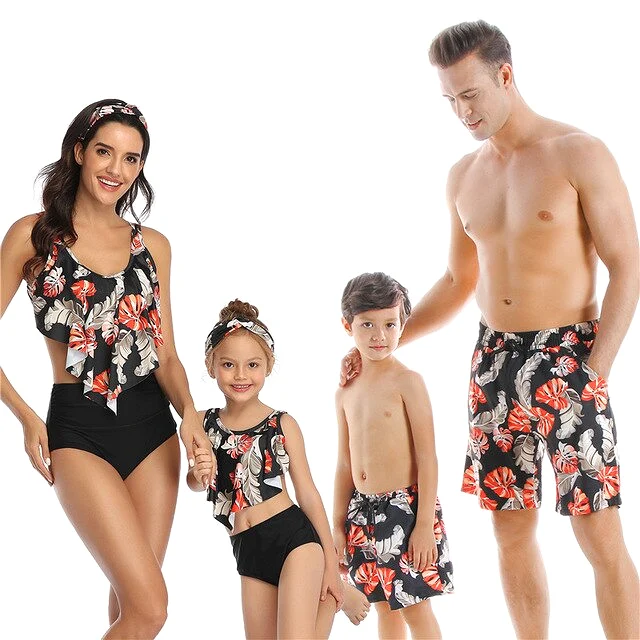 AshoreShop Family Matching Swimwear Mother Daughter Father Son