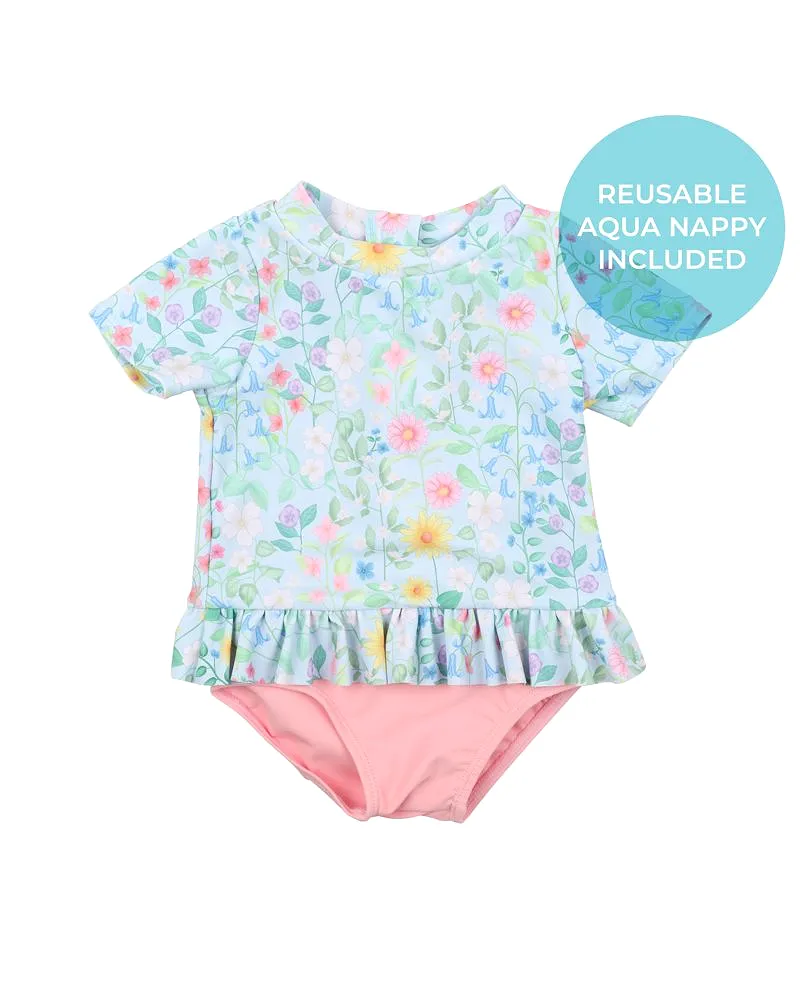 Bebe Swim Kelsey SS Rash Top Sunsuit