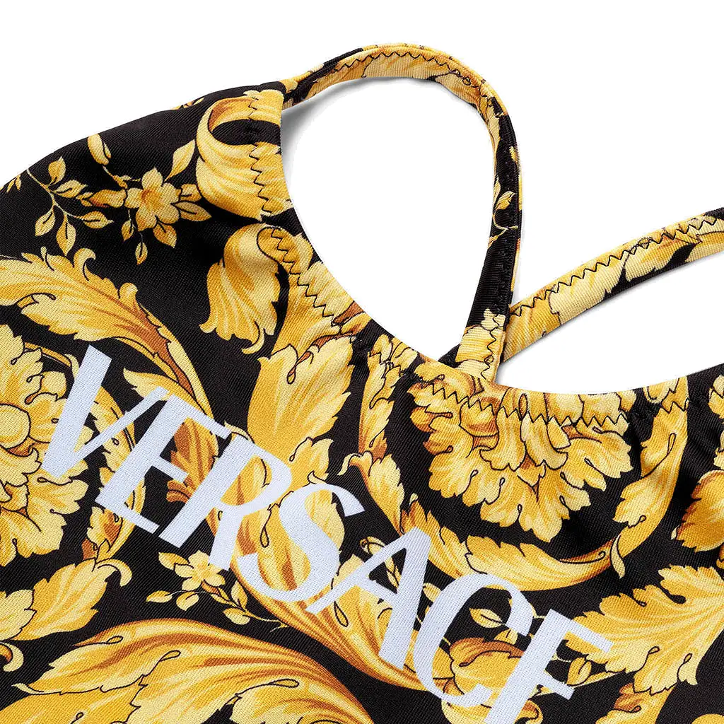 Black & Gold Barocco Print Swimwear