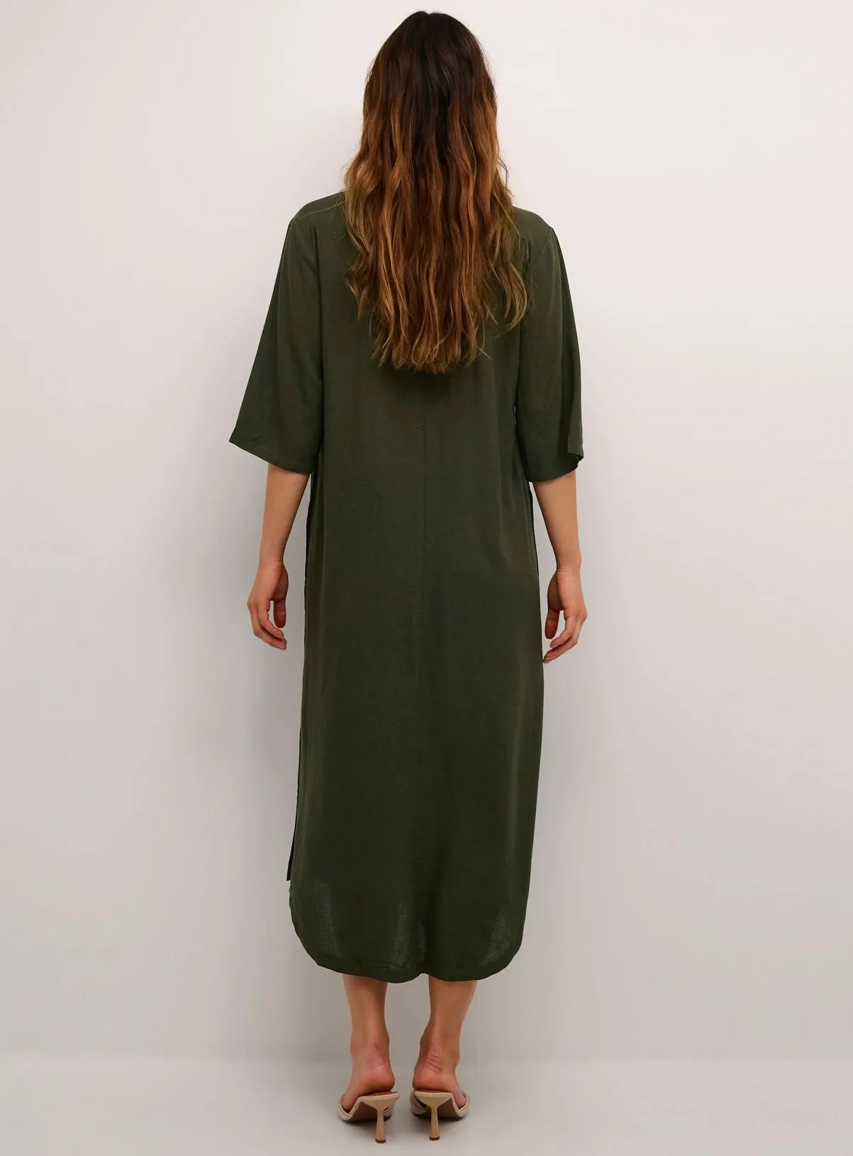 Buy KAFFE Milia Kaftan Midi Length Dress Green 18 | Dresses | Tu