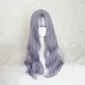 CUTE PURPLE GREY LONG ROOL WIG