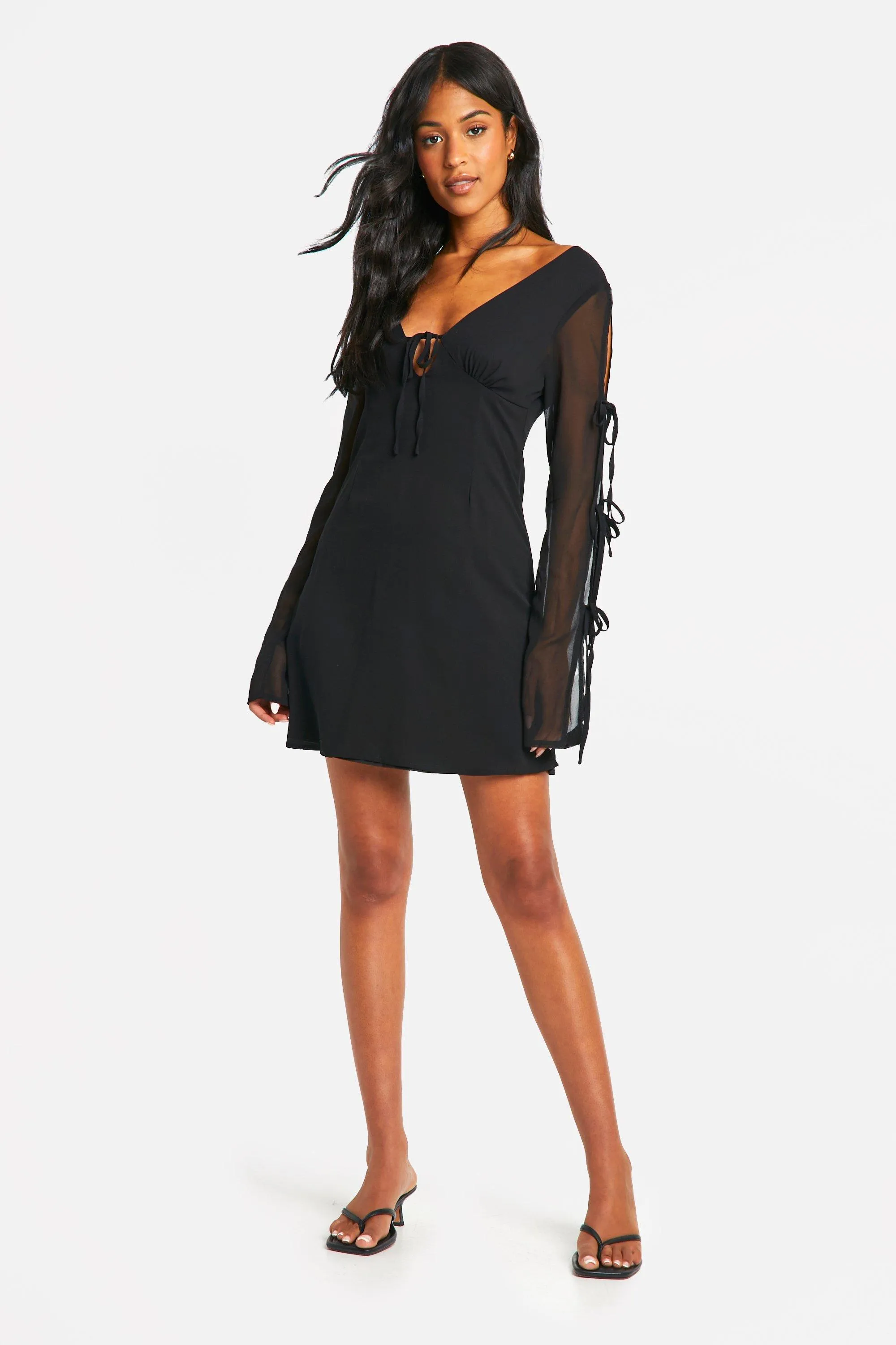 Dresses | Tall Chiffon Tie Sleeve Mini Dress | boohoo