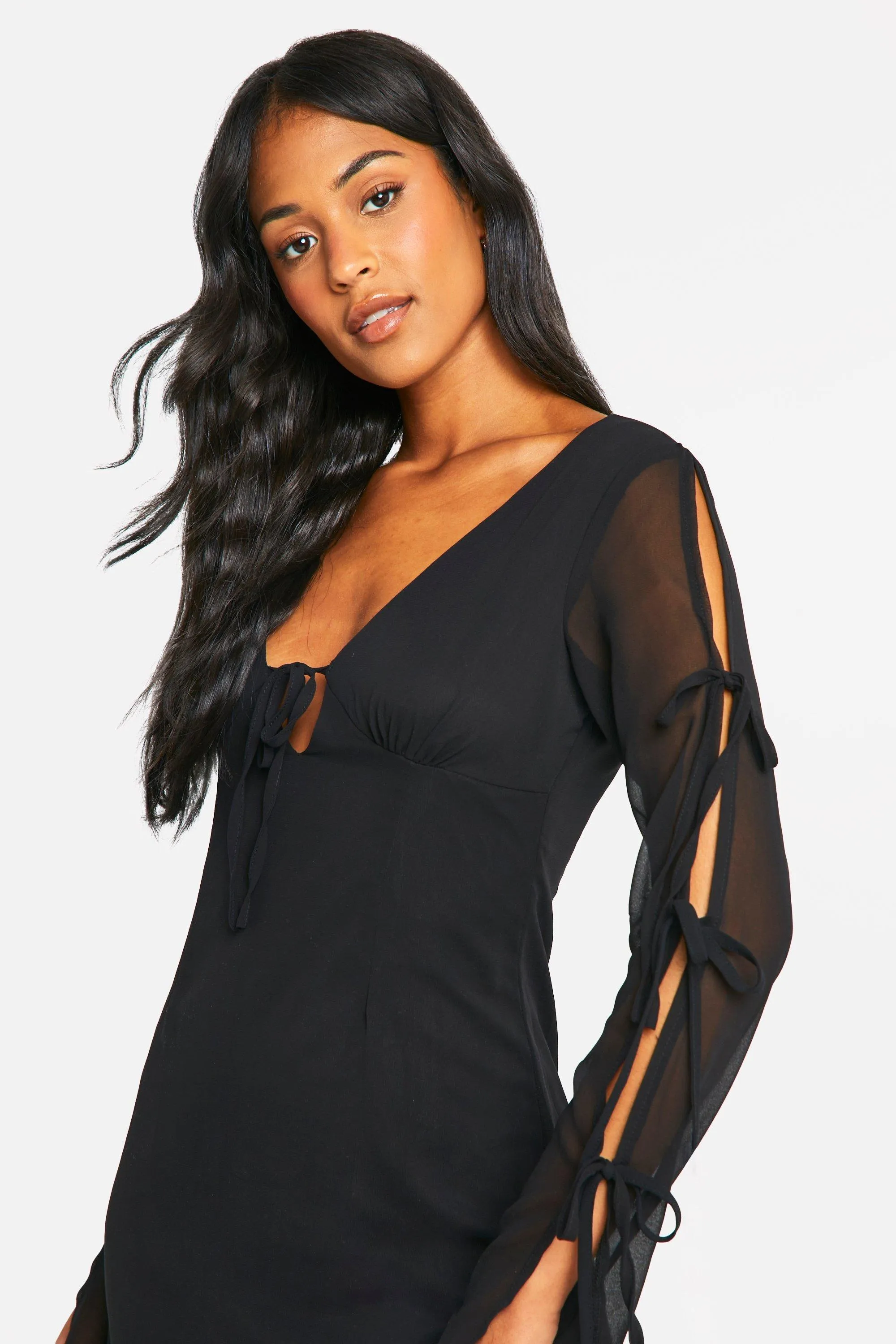 Dresses | Tall Chiffon Tie Sleeve Mini Dress | boohoo