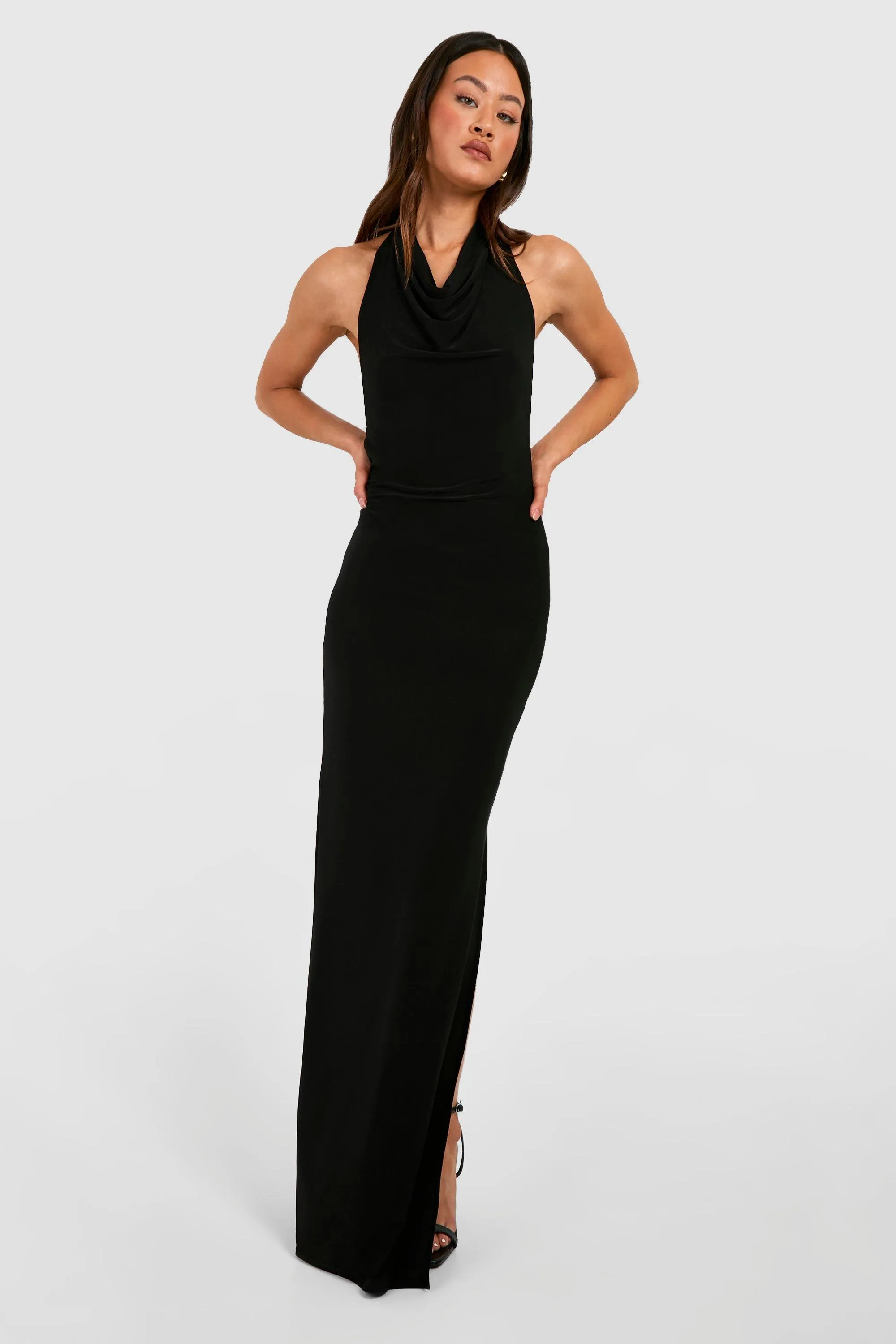 Dresses | Tall Slinky Cowl Halterneck Split Midaxi Dress | boohoo