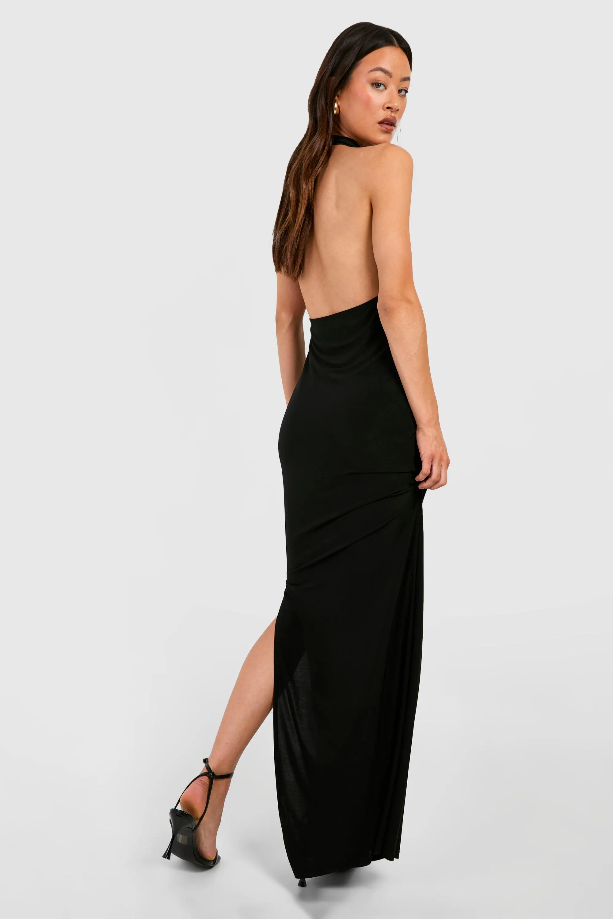 Dresses | Tall Slinky Cowl Halterneck Split Midaxi Dress | boohoo