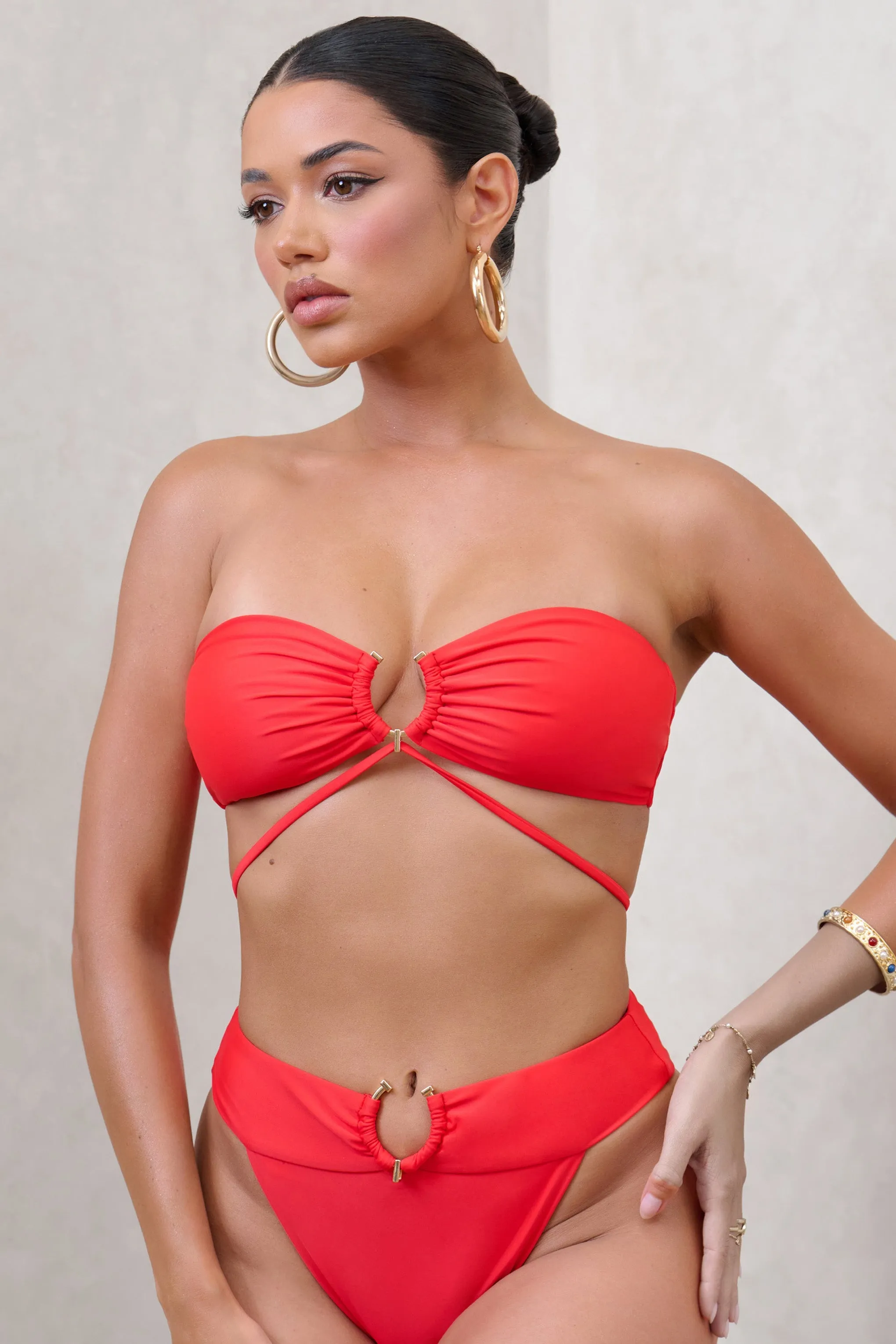 Freyr | Red Bandeau Bikini Top