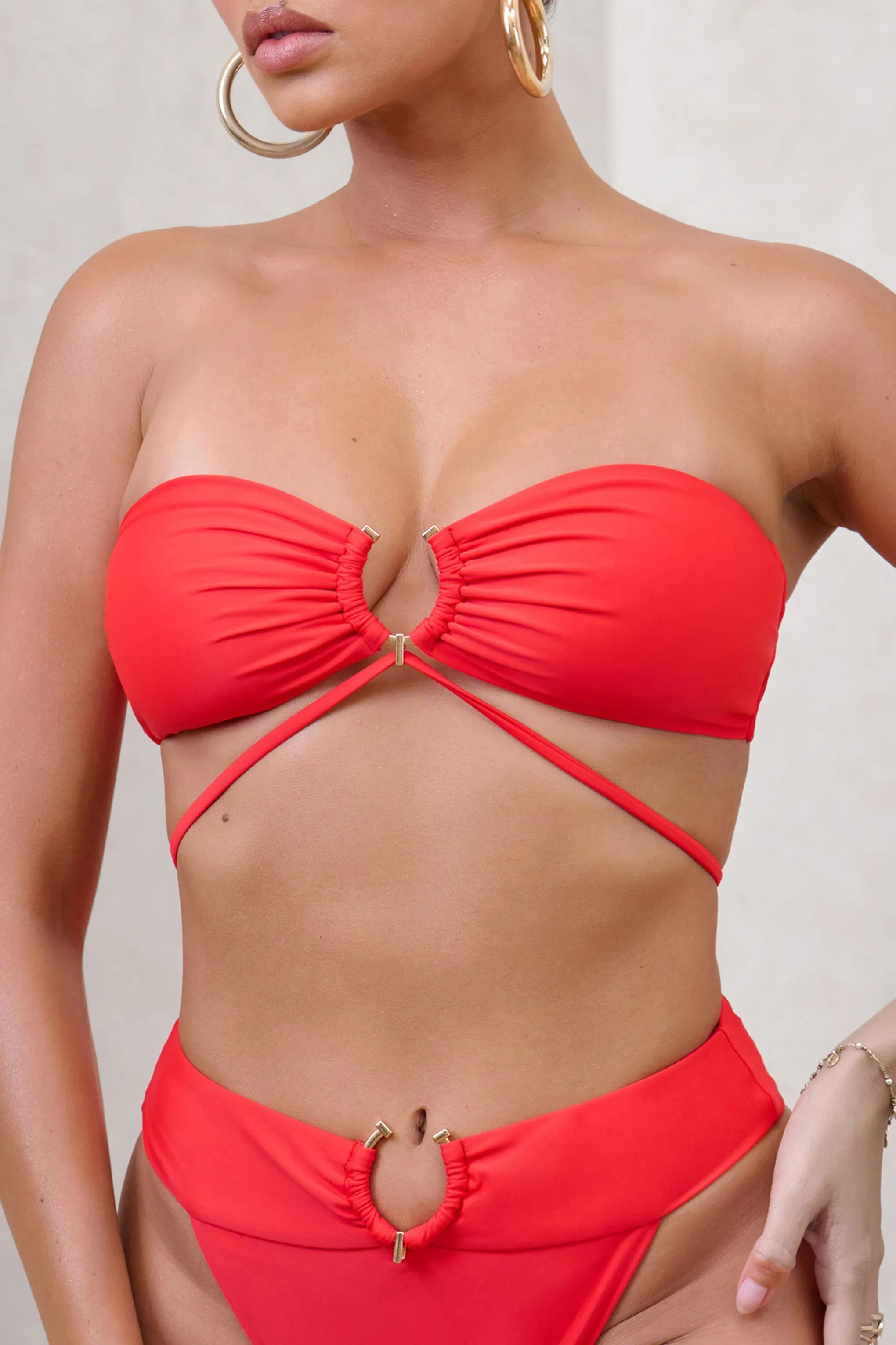 Freyr | Red Bandeau Bikini Top