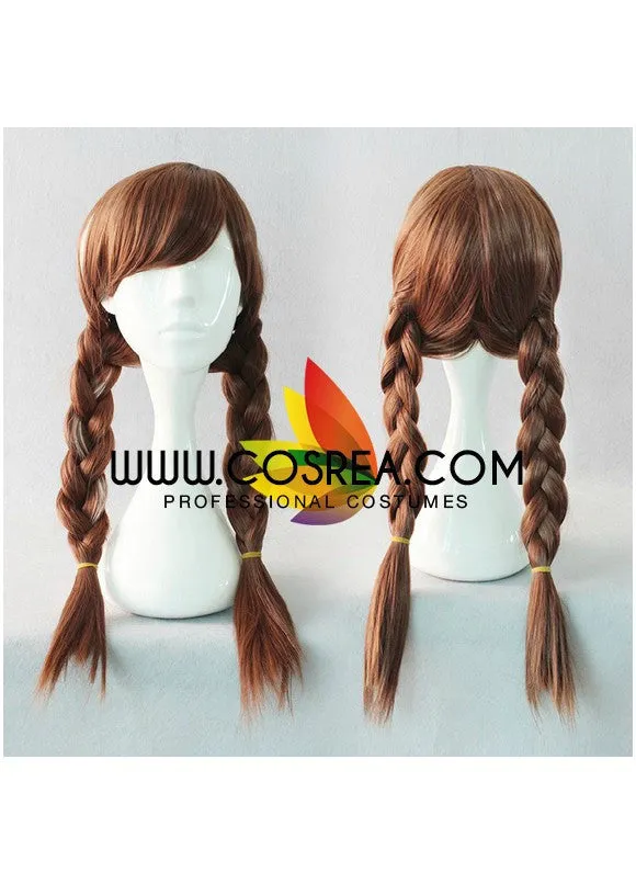 Frozen Anna Dark Brown With Highlight Braided Cosplay Wig