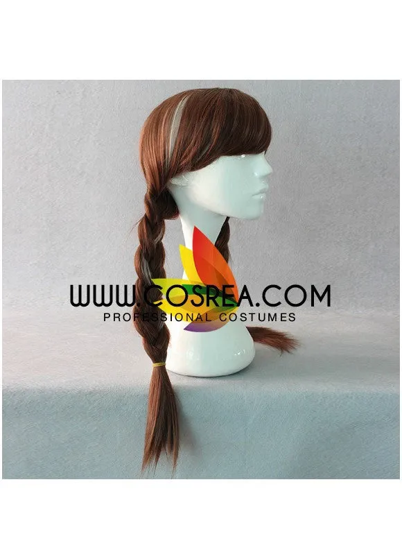 Frozen Anna Dark Brown With Highlight Braided Cosplay Wig