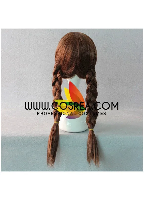 Frozen Anna Dark Brown With Highlight Braided Cosplay Wig