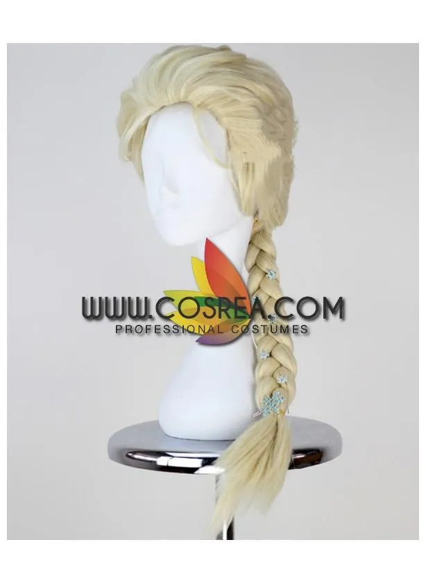 Frozen Elsa Champagne Braided Cosplay Wig