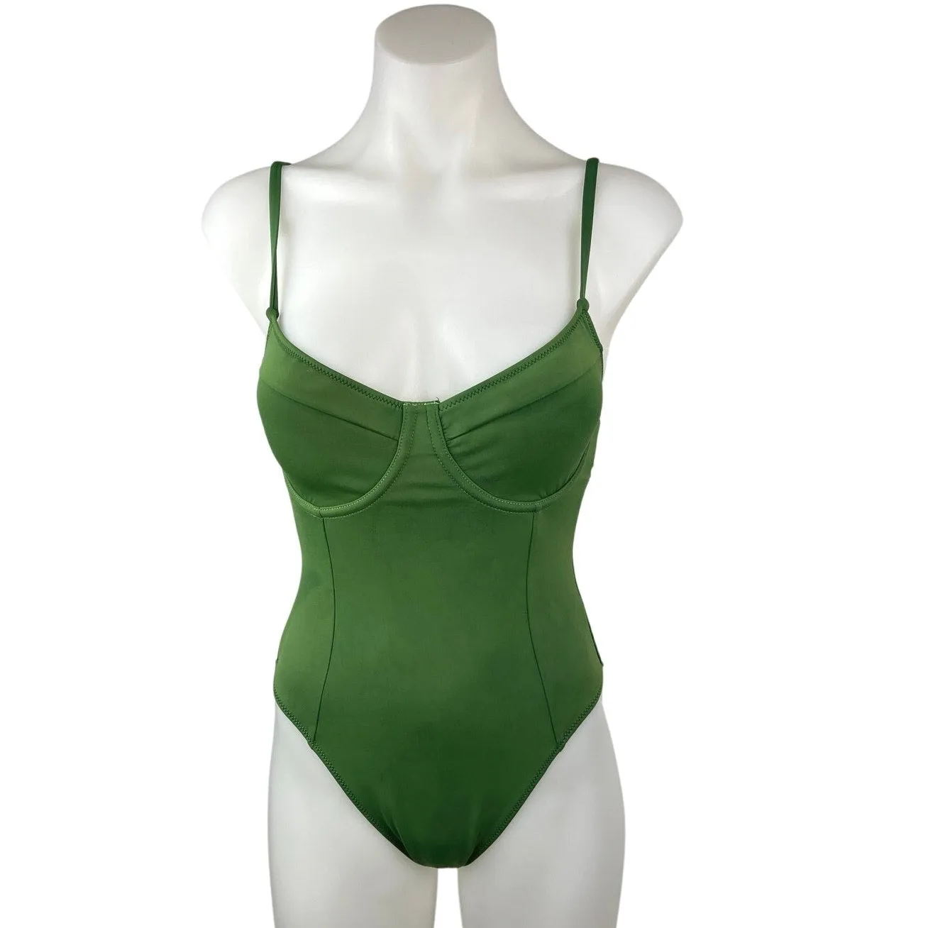 Good American Green Underwired Sleeveless Beach One Piece Bikini Swimwear Size 0