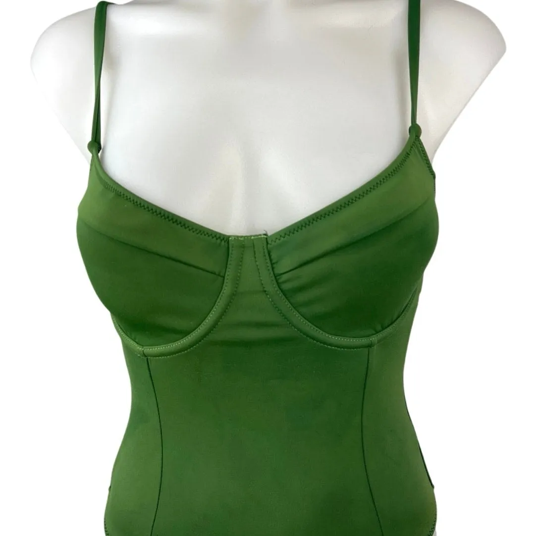 Good American Green Underwired Sleeveless Beach One Piece Bikini Swimwear Size 0