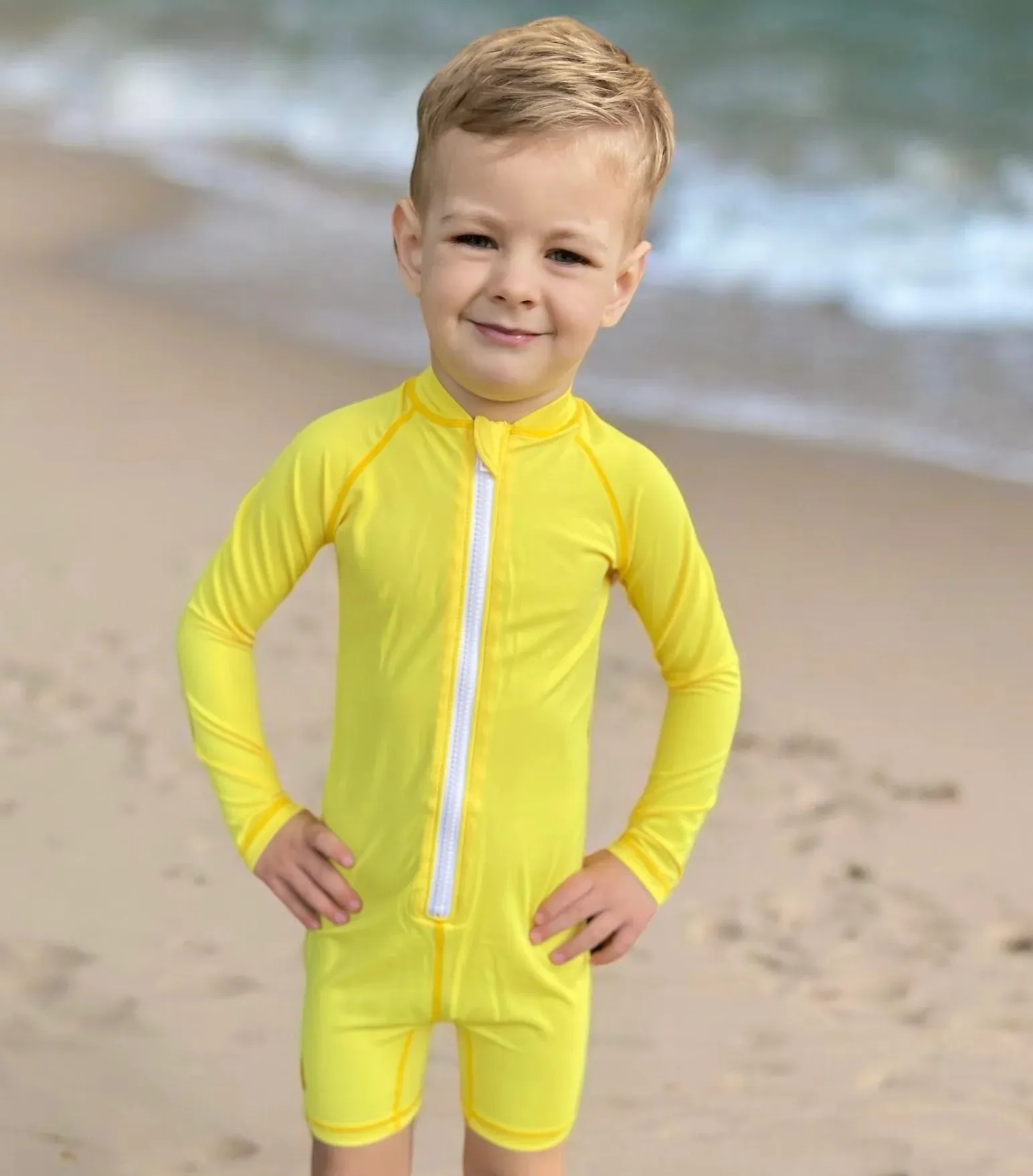 Kicky Swim - One Piece Rashguard Suit | Sunshine Yellow