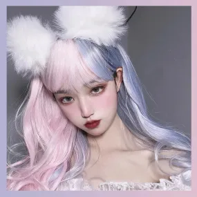 Lolita pink blue long curly wig BY108