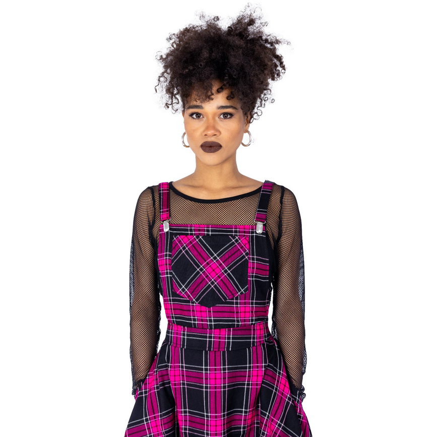 MAEVE PINAFORE - DARK PINK CHECK