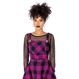 MAEVE PINAFORE - DARK PINK CHECK