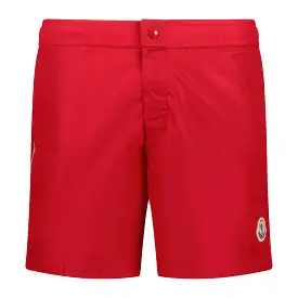 MONCLER LOGO SWIM SHORTS RED