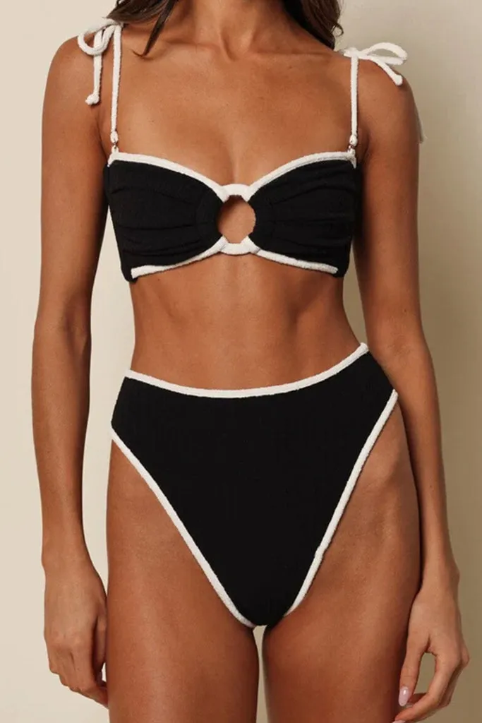 Montce - Paula Bikini Bottom - Black (Cream Binded) Terry Rib