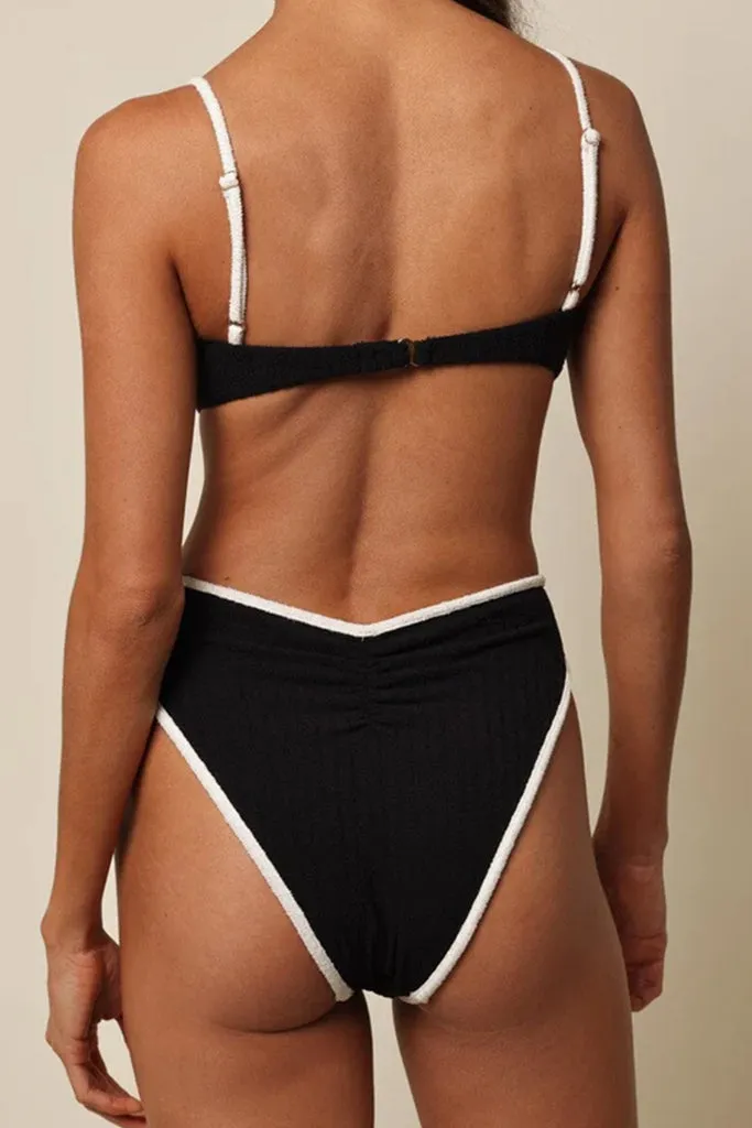 Montce - Paula Bikini Bottom - Black (Cream Binded) Terry Rib