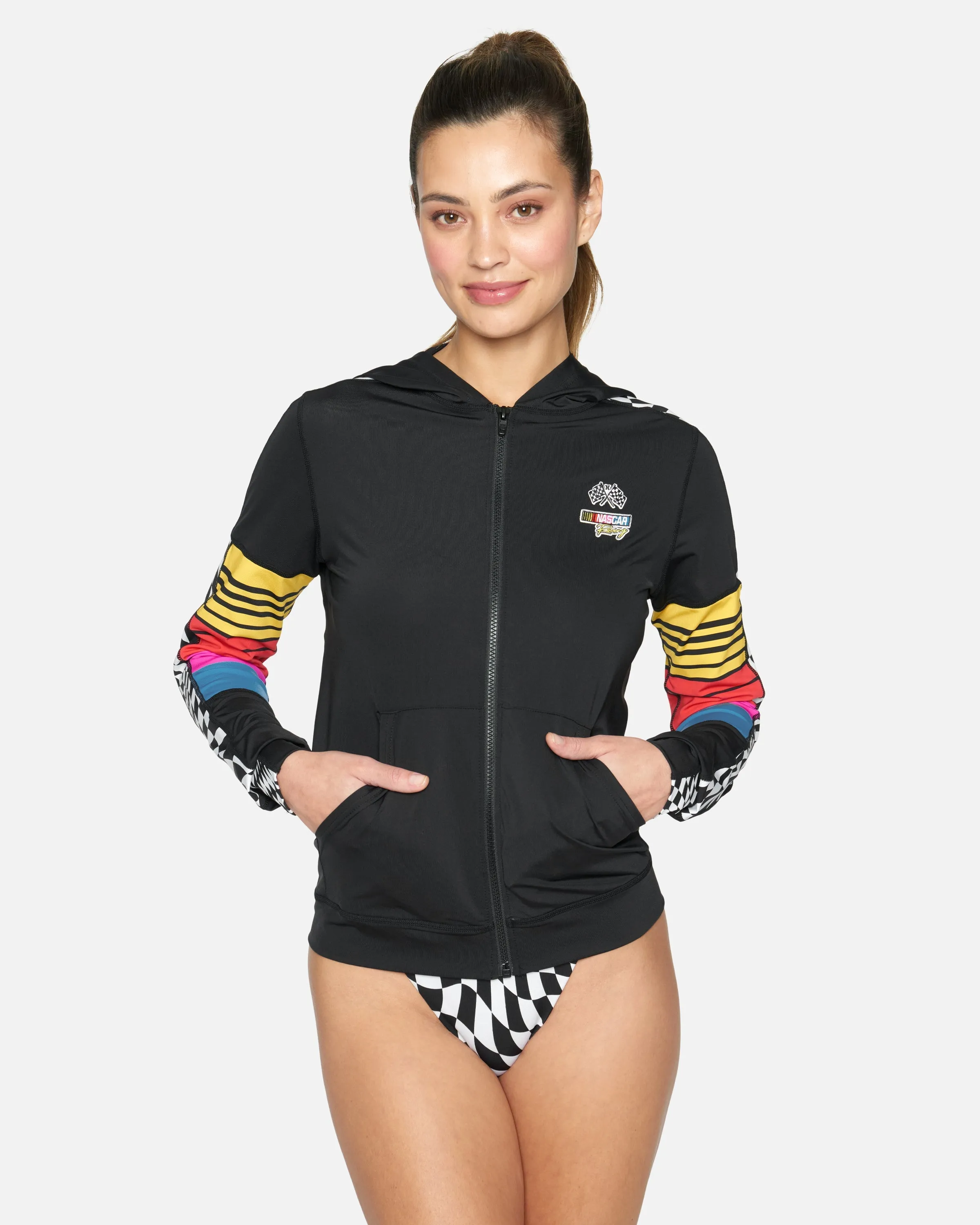 NASCAR COLOR BLOCKED ZIP HOOD RASHGUARD