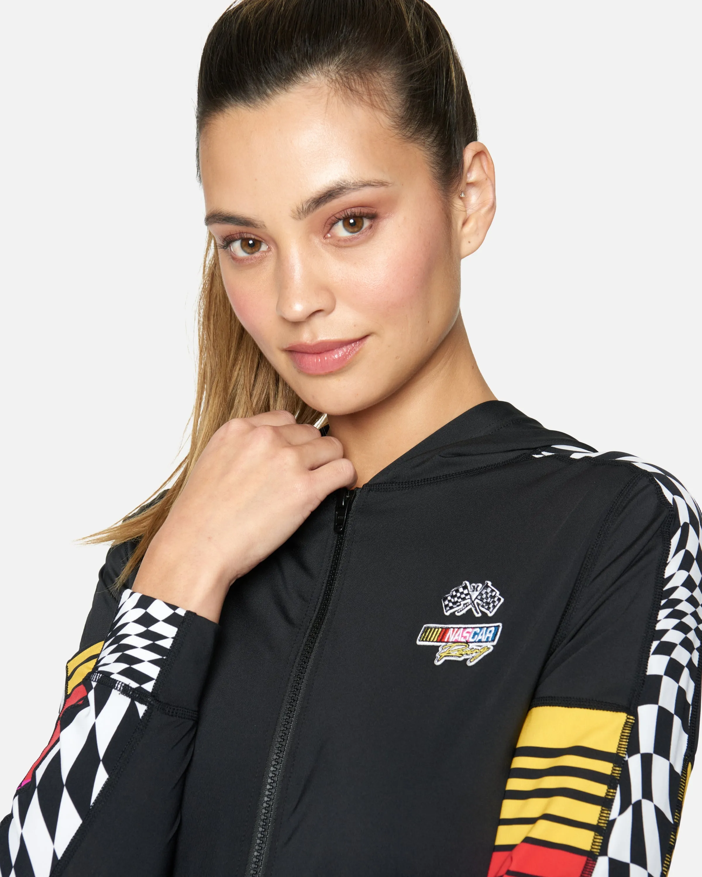 NASCAR COLOR BLOCKED ZIP HOOD RASHGUARD