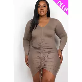 Plus Size Drawstring Ruched Front