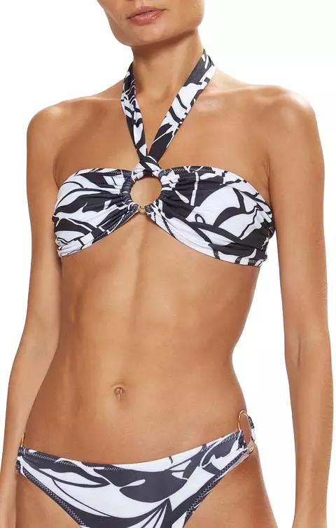 Ramy Brook - Marie Bikini Top - Black/White Palm Printed