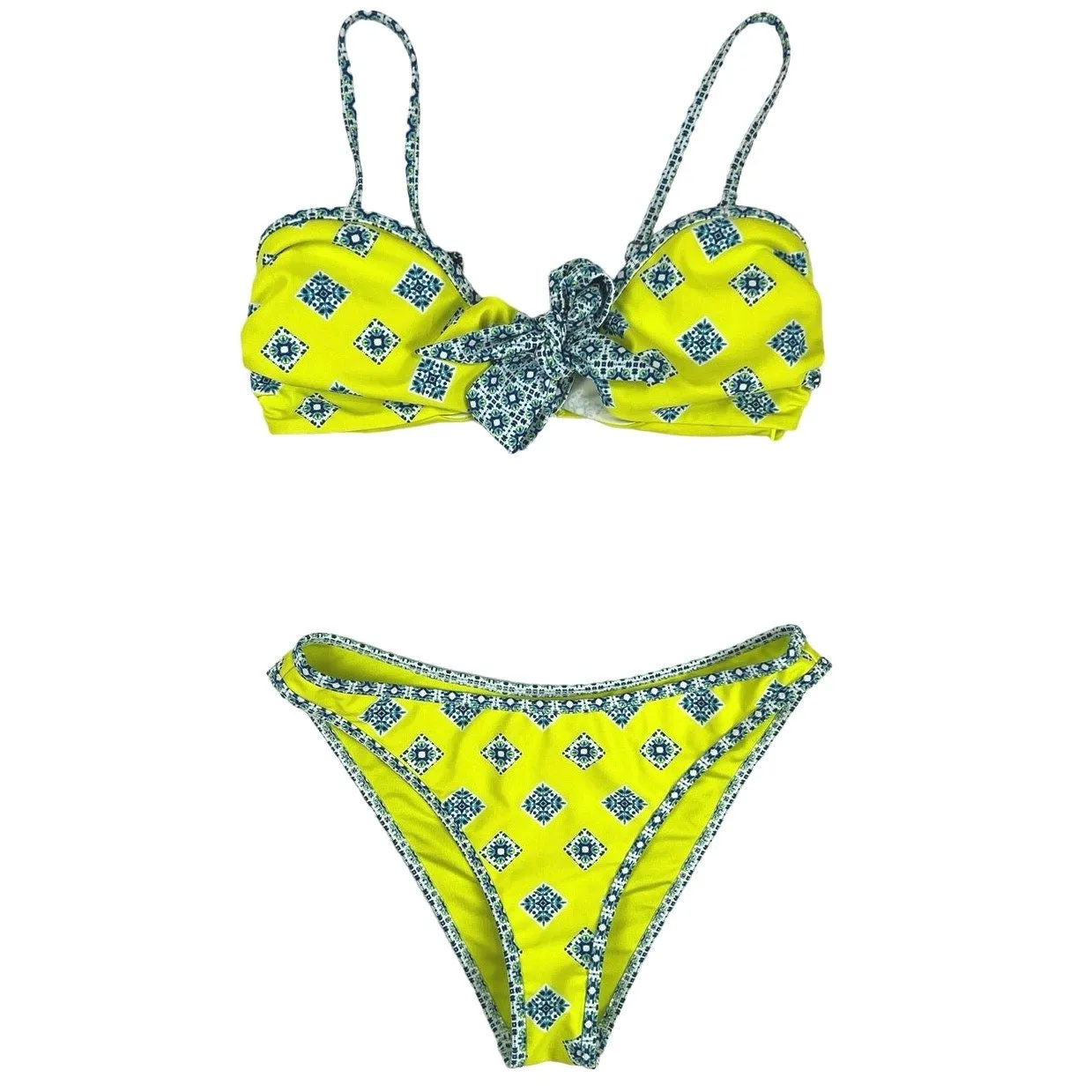 Ramy Brook Yellow Multicolor 2-Piece Bikini Bathing Suit Swimsuit Swimwear Sz XS