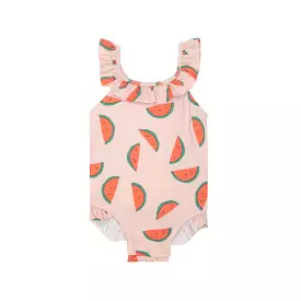 Recycled Polyester Watermelon Slices Ruffle Baby Swimsuit