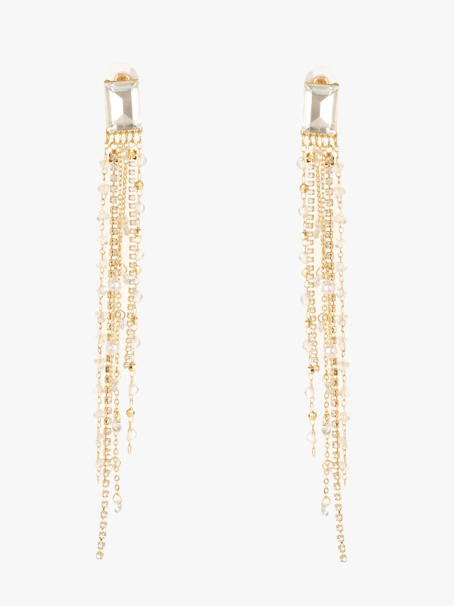 Sleek Rhinestone Drape Earrings