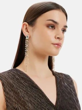 Sleek Rhinestone Drape Earrings