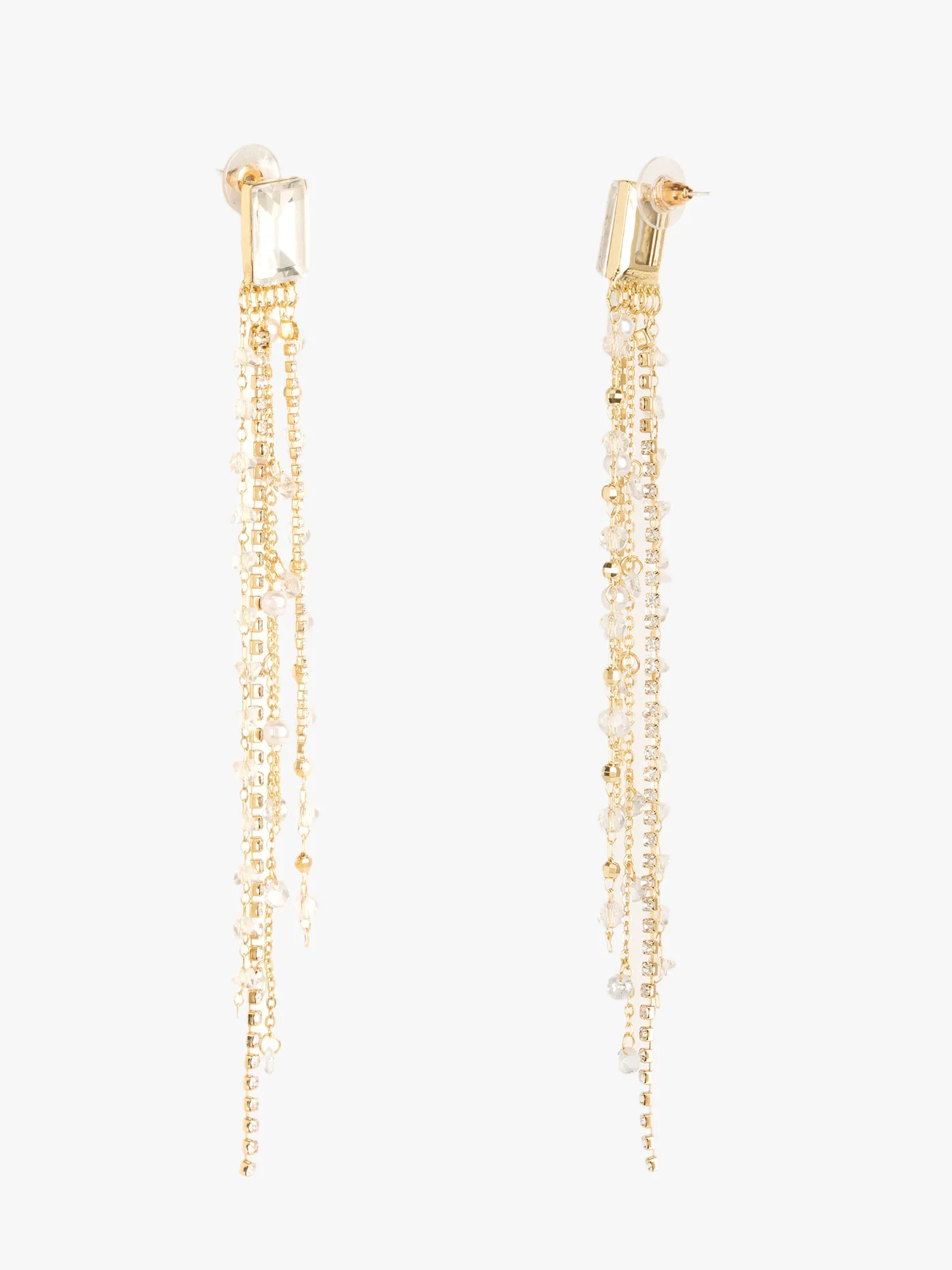 Sleek Rhinestone Drape Earrings