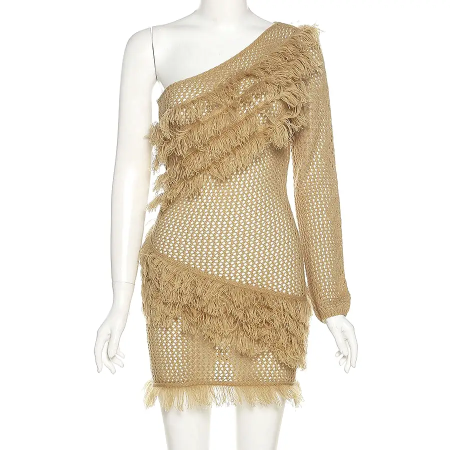 Top Notch Tassel One Shoulder Cover Up