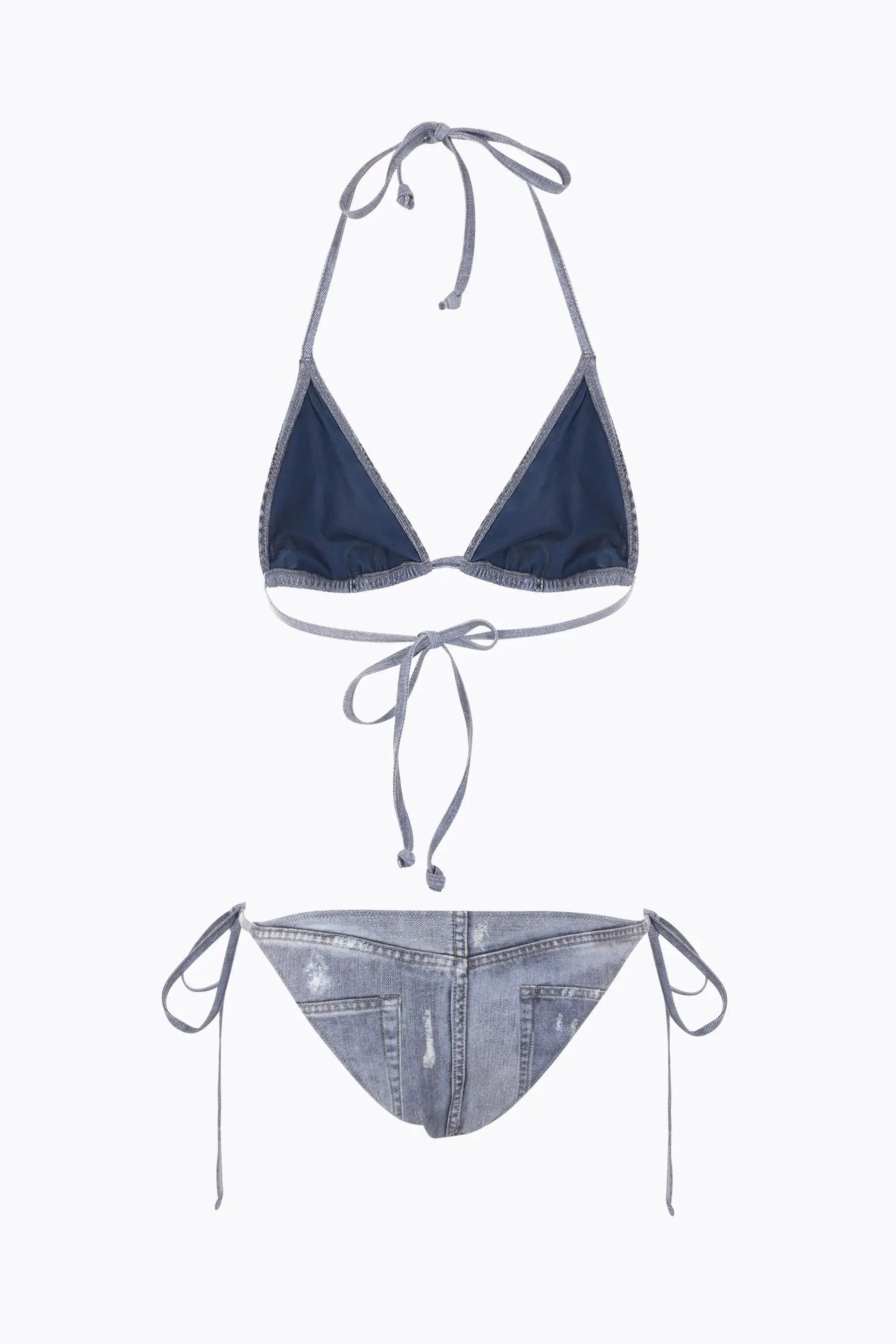 trompe-l'oeil denim printed lycra bikini