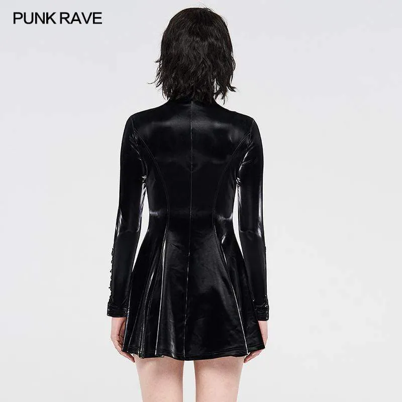 Women's Punk Lacing A-line Faux Leather Dresses